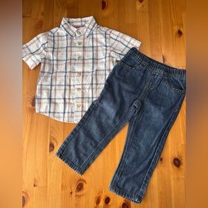 Wrangler 2Pc Toddler Jeans and Button Down‎ Shirt Set Size 2T
